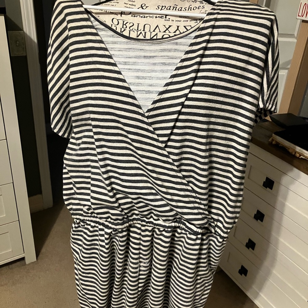 Old Navy Monochrome Striped Knit Jumpsuit